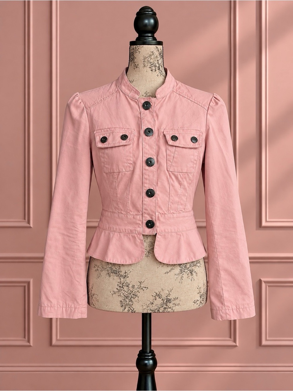 Y2K Guess Pink Button-Front Cropped Jacket